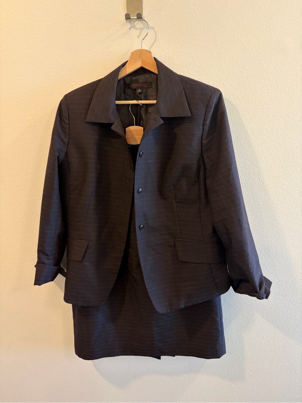 Anne Klein Brown Pinstripe Women's Blazer and Skirt Set
